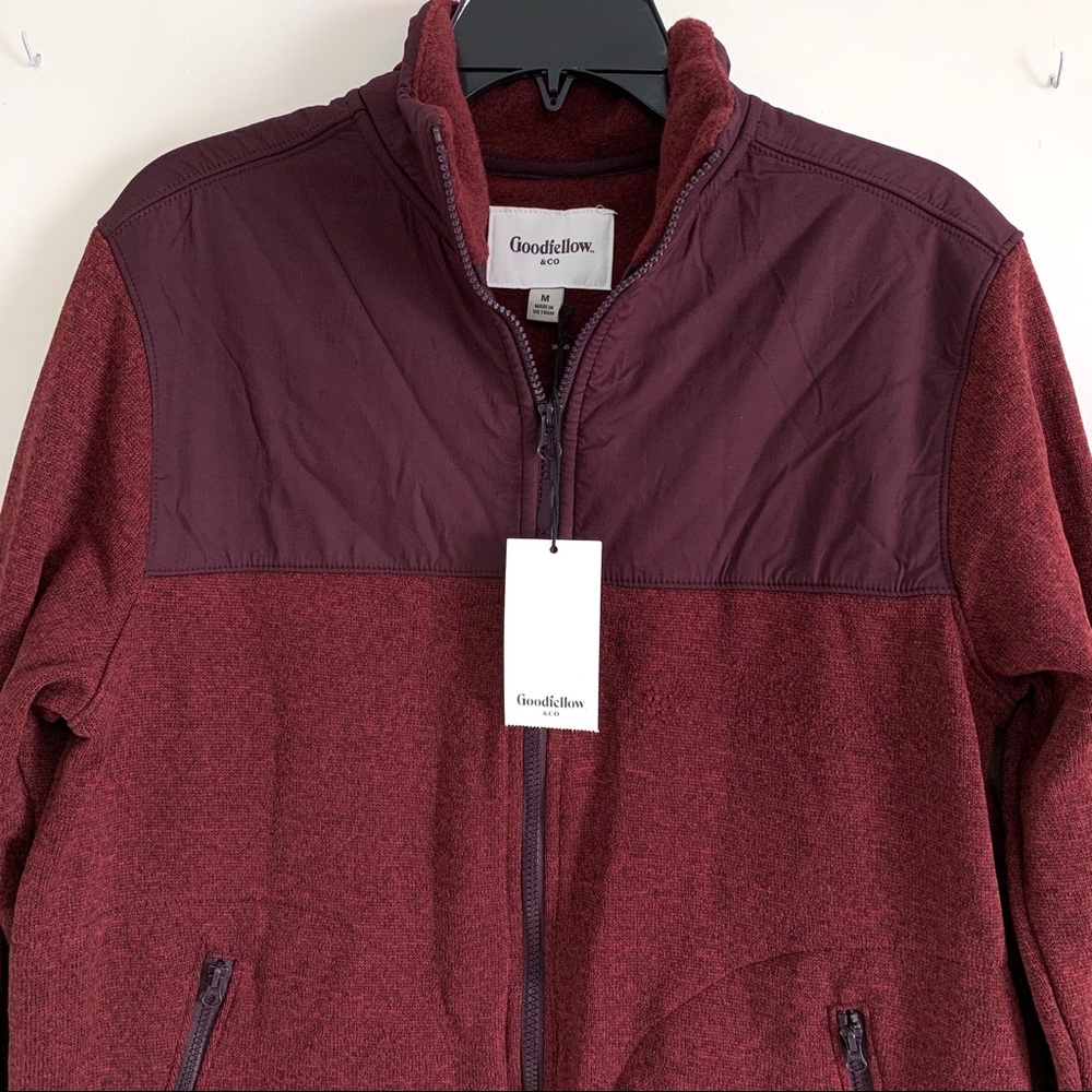 Goodfellow & Co Burgundy Zip-Up Fleece Jacket NWT - Picture 3 of 8
